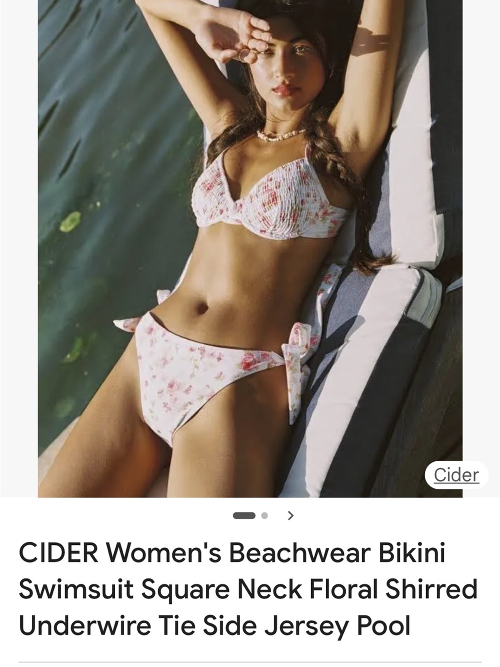 Cider Pink & White Floral Shirred Underwire Tie-Side Bikini